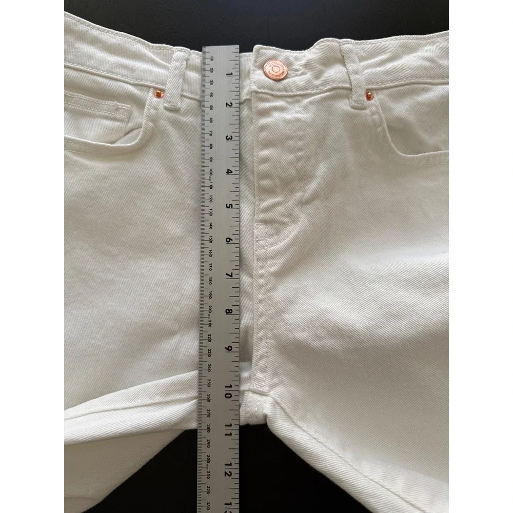 Zara Flare Jeans Womens Size 4 White Rear Split Hem Stretch‎ Denim